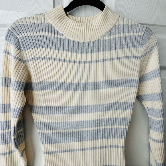 Say What Women’s Ivory and Silver Glitter Striped Knit Dress Size L NWT - Picture 2 of 6